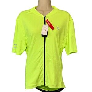 BALEAF Women’s UPF 50+ Flourescent Yellow Cycling Top w/ Hem Gripper -  Sz Large